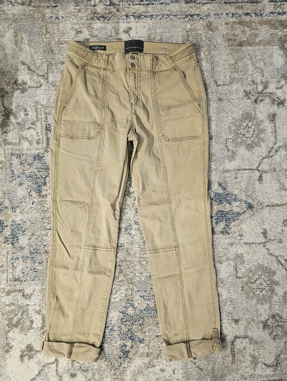 WHBM's Mid Rise Straight Crop.  Slim Utility Pants in Khaki — Unbranded
